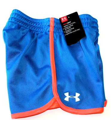 GIRLS UNDER ARMOUR SHORTS...SIZE 5...HEAT-GEAR/STAYS COOL & DRY...NEW WITH TAGS! - Image 1 of 3