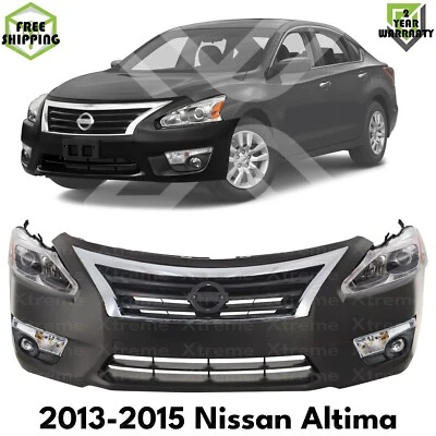 Front Bumper Cover Primed & Headlight Assembly Kit For 2013-2015 Nissan Altima Foto 1 de 4