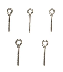 Stainless Steel Marine 3/8'' x 4'' Stainless Steel Screw Lag Eye Bolt 316-5 Pc - Picture 1 of 4