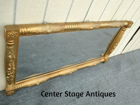 62467 Large Antique Empire Gold Mantel MIrror 57 x 30 Cover