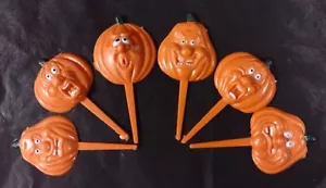 Jack-o-lantern cupcake or cake picks - 6 pcs, plastic - Picture 1 of 6