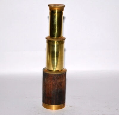 Antiguo Telescopio Náutico Hecho a Mano de Latón 6" Telescopio Extraíble con Caja de Madera Foto 1 de 4