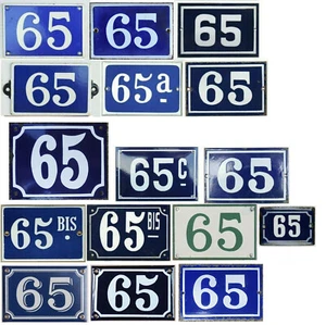 Vecchia insegna smaltata targa cancello porta blu verde francese numero civico 65 BIS A C - scegli - Foto 1 di 17