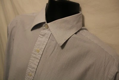 Mens Daniel Cremieux Richard 16 33 L/S Dress Shirt White & Blue Stripe Cotton - Image 1 of 3