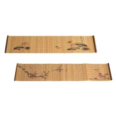 Set of 2 Chinese Bamboo Wooden Tea Mats Zen Table Runner Heatproof Pad - Image 1 of 4