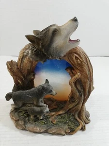 Howling Wolf Votive Candle Holder Good Condition - Picture 1 of 10