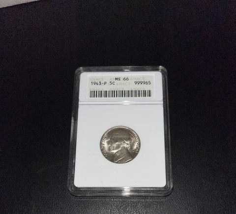 1943-P SILVER WAR JEFFERSON NICKEL ANACS MS66 Cover