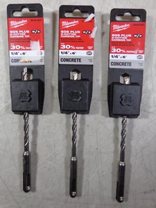 Broca de hormigón Milwaukee 48-20-8231 SDS Plus 2 cortadores de carburo 1/4" x 6" (3) - Imagen 1 de 2