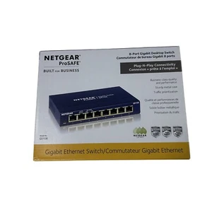 Netgear ProSafe 8-Port Gigabit Ethernet Desktop Switch GS108 Plug-N-Play - Picture 1 of 8