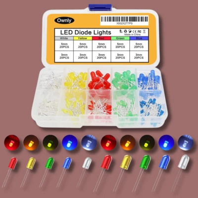 Kit Surtido 200 Piezas Diodos Emisores de Luz LED de 3Mm y 5Mm, Mini/Pequeño Indiv Foto 1 de 4