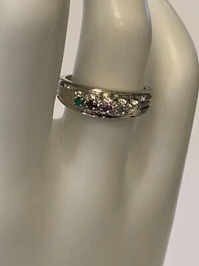 ESTATE 14k WHITE GOLD MOTHERS DAY RING - FEB - JUNE- NOV -JAN-MAY LAB CREATED - Picture 1 of 6
