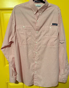 Columbia Super Tamiami Mens Size Large Red Plaid Fishing Shirt Lightweight Sport - Picture 1 of 8