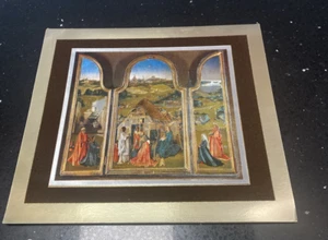 Belén de colección con borde de lámina dorada de fieltro marrón 8"x6" - Imagen 1 de 4