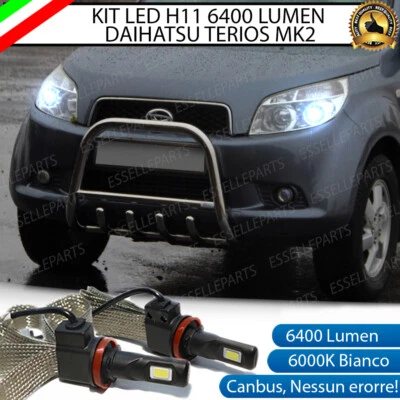 KIT FULL LED H11 PER DAIHATSU TERIOS MK2 6000K BIANCO CANBUS 6400 LUMEN NO ERROR - Immagine 1 di 2