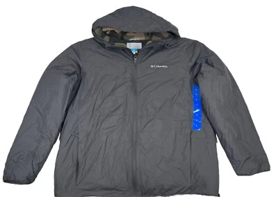 Columbia Hooded Jacket, Water Resist, Gray, Camo Fleece Lining, Men's Large, NEW - Image 1 of 4