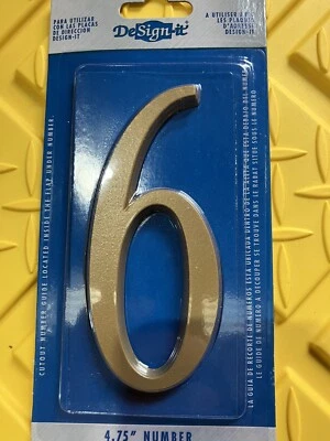 (WhiteHall) DeSign-it PLACA DE DIRECCIÓN #6 LATÓN SATINADO 4,75" Foto 1 de 4