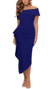 Betsy Adam Women's Off-The-Shoulder Ruffle Dress, Night Blue, Size 8 - Picture 1 of 2