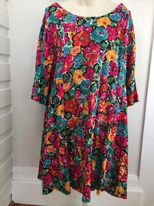 Orientique Floral Kaftan Dress Sz 20 Ethical Artsy Coastal Boho Made in India - Picture 1 of 13