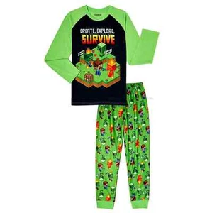 MINECRAFT Pajamas Boys Size 14/16 Shirt Pants Set Creeper Zombie NWT - Picture 1 of 1
