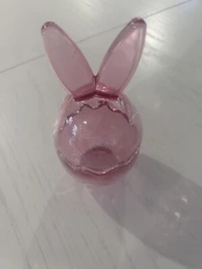 NWT Easter Egg Bunny Ear Candy Dish Pink Glass Lid 6.6" x 3.2" Decor Table Top - Picture 1 of 6