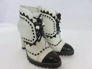 Stivaletti Sophia Webster Shaw in pelle con bordo bianco/nero tacco 4" misura EU 38,5 - Foto 1 di 11