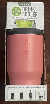 Reduce 14 Oz. Drink Cooler - Coral Pink - 4-IN-1 - Can Bottle Mixed Drink - Image 1 of 4
