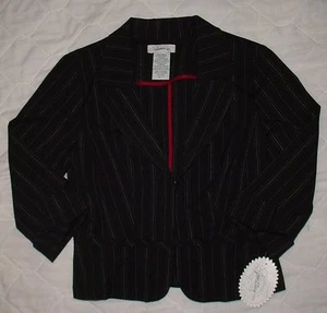 SPEECHLESS 3/4 slv black/ white Pin Stripe STRETCH Blazer Jacket sz. 7 NWT - Picture 1 of 3