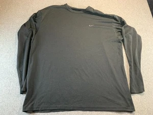Nike Top Mens XL? 48" Chest Black Swoosh Logo Long Sleeve Performance Activewear - Picture 1 of 9