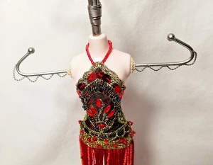 Rot Perlen Flapper Showgirl Kleid Schaufensterpuppe Schmuck Halter Organizer Ständer - Bild 1 von 9