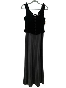 Abito da sera senza maniche vintage Papell Boutique velluto stringato finto corsetto taglia 8 - Foto 1 di 10
