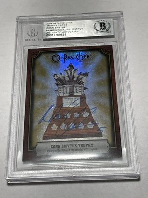 Nicklas Lidstrom Signed Conn Smythe Trophy Card Slabbed Beckett BAS IP a - Image 1 of 3