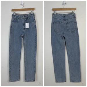 DISSH Denim Vinnie Blur Split Hem Straight Jeans Size 8 Light Blue High Rise - Picture 1 of 12