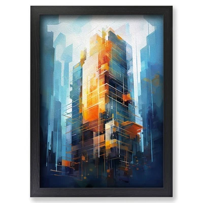 Framed Skyscraper Gestural Art No.2 Wall Art Canvas Print Poster Picture, Decor - Image 1 of 4