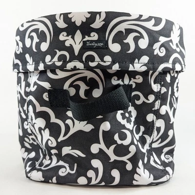 Thirty-One Collapsible Utility Tote Bin Black Parisian Pop Storage Organizer - Image 1 of 4