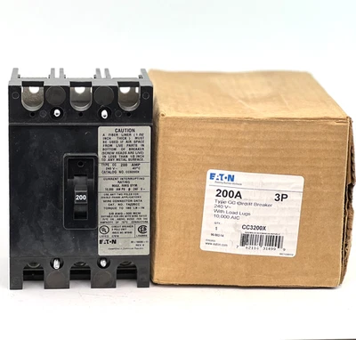 Eaton CC3200X 200 Amp 3 Pole Circuit Breaker 240V Type CC 200A 3P — NEW READ - Image 1 of 4