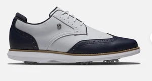 New Footjoy Golf Ladies Traditions Cleated Laced WHT/NVY/WHT 7.5 Medium - Picture 1 of 4