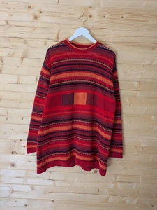 The Sweater Shop Vintage 90's Striped Bold Cotton Knit Longline Oversized Jumper - Picture 1 of 11