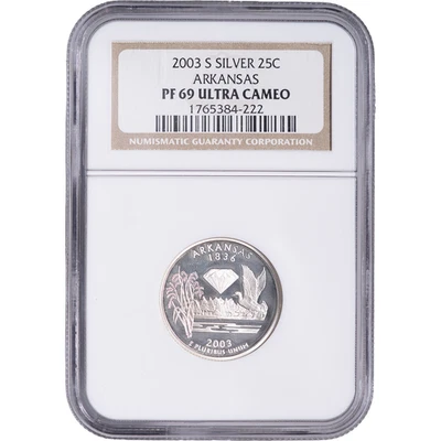 2003-S Silver Arkansas State Quarter ~ NGC PF69 ULTRA CAMEO - Image 1 of 2