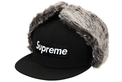 Совершенно новый 19AW Supreme New Era наушник крышка коробка логотип меха крышка 7 3 8 черный - Изображение 1 из 3