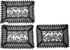 Set of 3 Same Fabric Lace Placemats (12"x18") CUTOUT BLACK FLOWERS, Homesmart - Picture 1 of 17