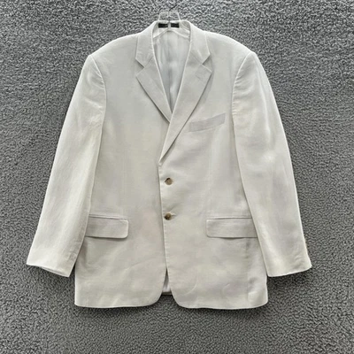 John W Nordstrom Sport Coat Mens 40S White Linen 2 Button Notch Lapel Made USA - Image 1 of 4