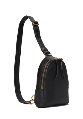 Hobo Fern Sling Bag Crossbody Adjustable Black Pebble Leather Brass Hardware - Image 1 of 4