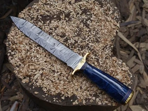 12''Camping Knife hand Forged Damascus steel Dagger Knife Bowie Knife W/Sheath - Picture 1 of 14