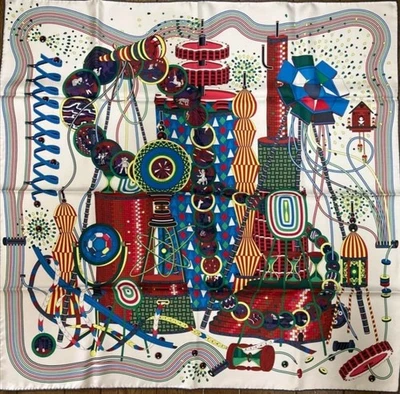 HERMES Scarf Carre 90 Le laboratoire du temps - Image 1 of 4