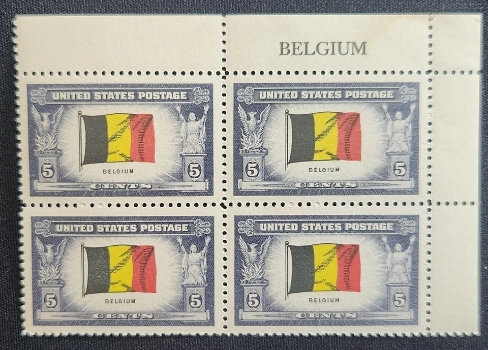 US Scott 914 - Belgium - MNH - 1943 Issue - Name Block of 4 - Image 1 of 1