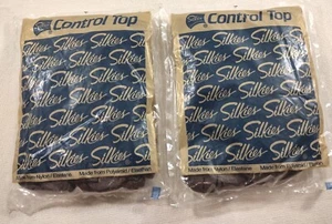 Vintage Silkies 2 paia collant control top piccoli tortora 070105 made in USA NOS - Foto 1 di 3