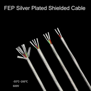 FEP PTFE Silver Plated Copper Shield Cable Strand Wire 2/3/4/-6 Core 600V 200°C - Picture 1 of 26
