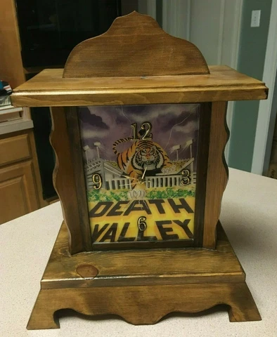 GORGEOUS LSU TIGERS WOODEN FRAMED CLOCK CRAFTED & VERY WELL MADE Cover