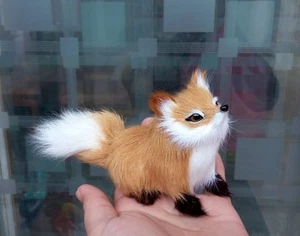 small simulation brown fox toy plastic&fur look up fox doll gift about 12x7cm - Picture 1 of 2