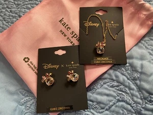 NEW Kate Spade Disney X NY Minnie Mouse Studs Earrings & Necklace Jewelry Set - Picture 1 of 4